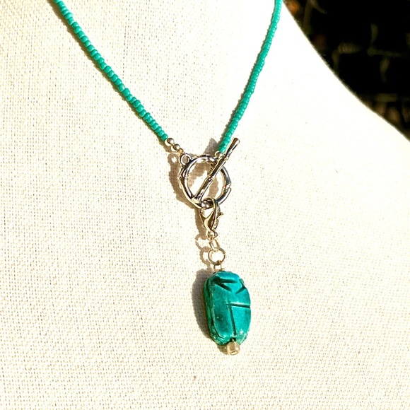 Hand Crafted Jewelry - Egyptian Real Turquoise Scarab Necklace
